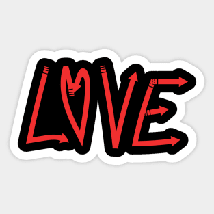 Word Love in Arrow Pattern Sticker